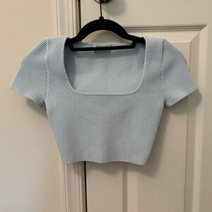 Babaton Aritzia Knit Short Sleeve Cropped Fitted Tank Top